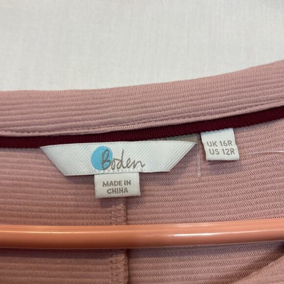 Boden Light Pastel Pink Ribbed Long Sleeve Dress Size 12 - Picture 4 of 10